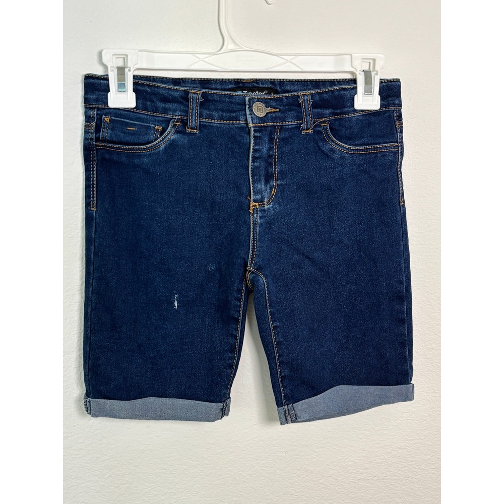 Tractor Jeans Girls Dark Wash Denim Bermuda Shorts Size 12 Cuffed Stretch NYC